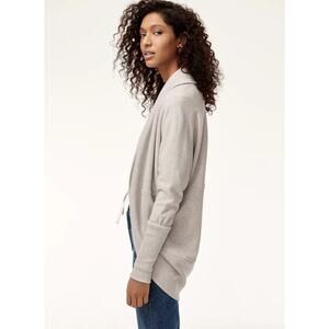 Wilfred Aritzia Grey Diderot Terry Cloth Ribbed Open Front Waterfall Cardigan